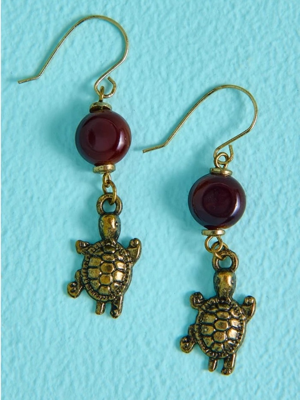 Earthbound Brown Agate Turtle Earrings, NWT🐢